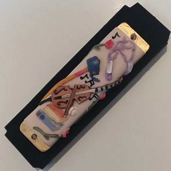 Hand Painted Detailed Mezuzah including scroll - Picture 2 of 3